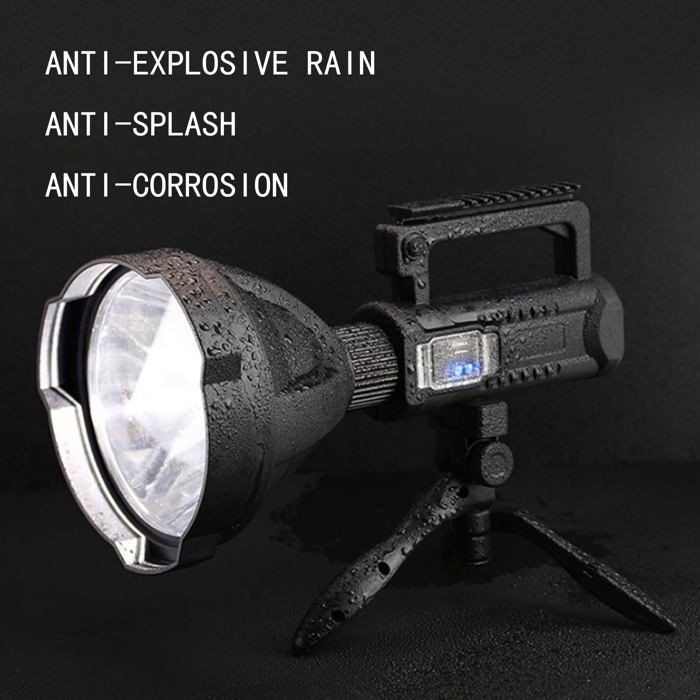 Lampe torche rechargeable 200000 lumens - IPX44, batterie grande capacité, tête rotative