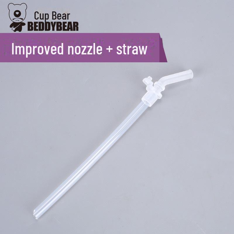 Original Bear Silicone Straw Cup Set: Includes Suction Cup, Mouthpiece, Hose, and Coaster for Kids' Learning and Drinking.