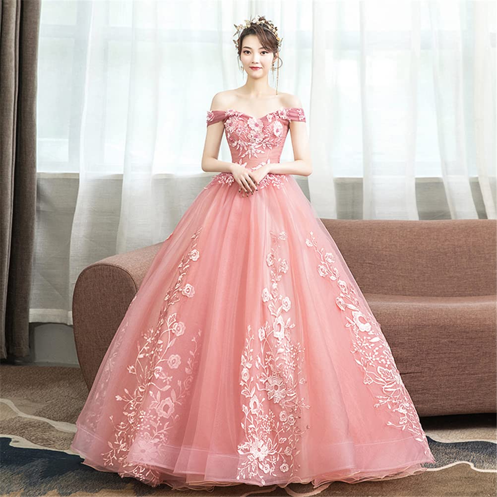 JINZUOMA Wedding Princess Lace Tulle Boat Perfect for Elegant Formal 3D Floral Embroidery Size Women's Dress, Dress, Dress, Dress, Neck, Weddings,