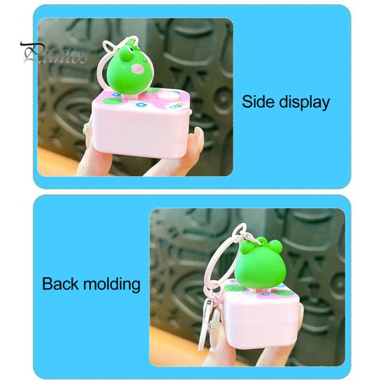 Breloc 3D în formă de broască de desene animate Breloc de culoare vibrantă cu buton de sunet Decorație portabilă pentru pungă cu pandantiv