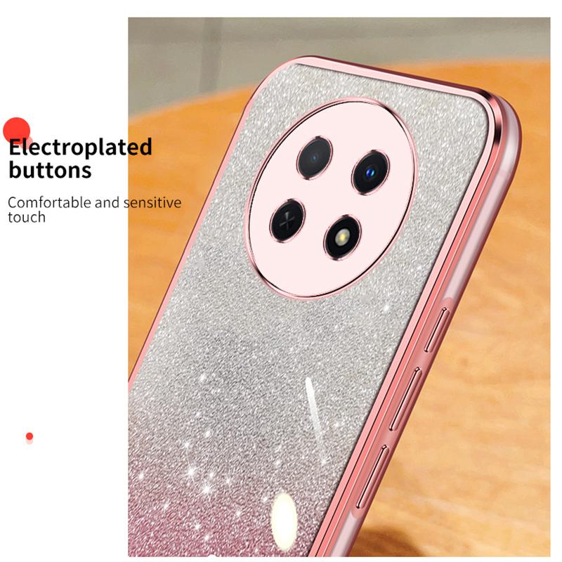 KEYSION Luxury Plating Glitter Phone Case for HONOR X9c 5G Transparent Soft TPU Shockproof Back Cover for Honor Magic 7 Lite 5G