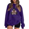 Women's Comfortable Round Neck Long Sleeve Sweatshirt Loose Fit Casual with Color and Halloween Print