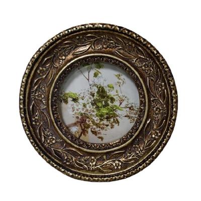 Antique Round Picture Frame Bronze Small Circular Photo Frame For Tabletop And Wall Hanging Farmhouse Home Decors Gift