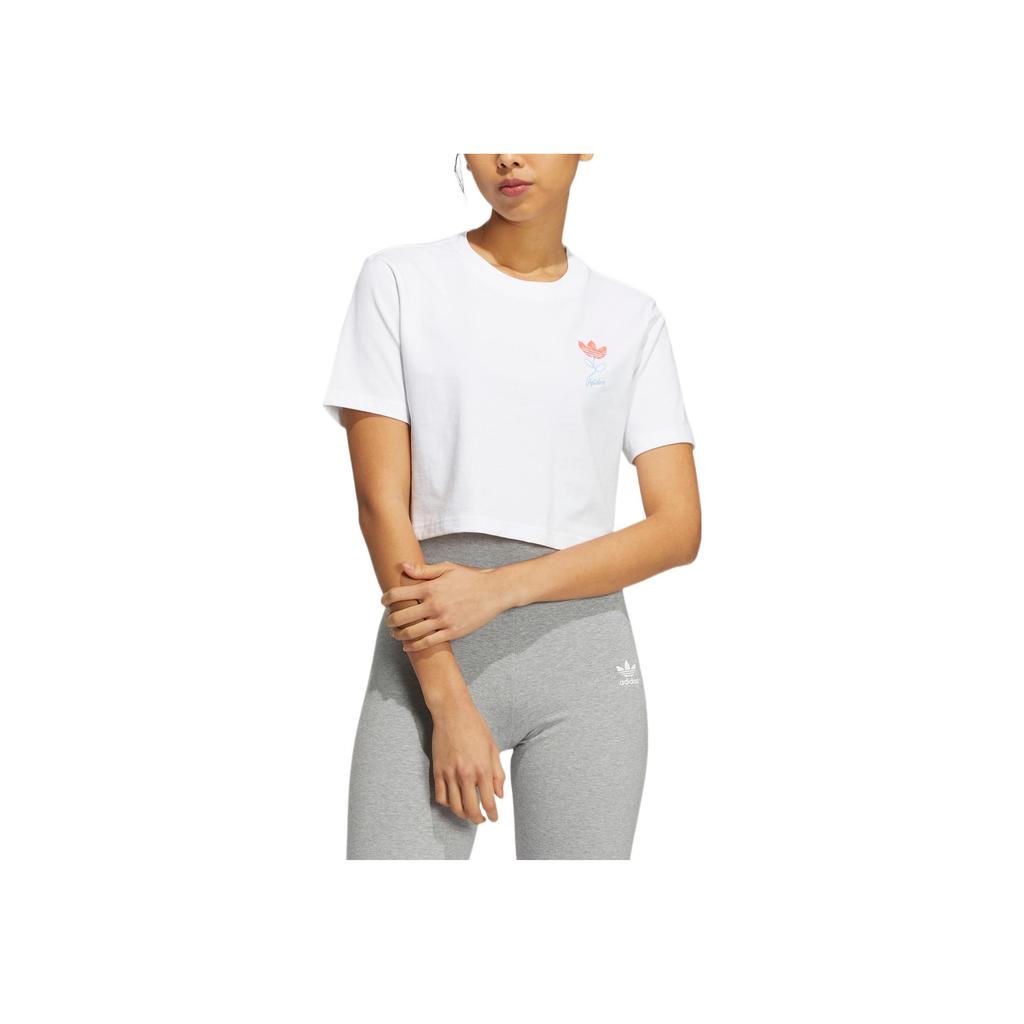 Adidas Originals Short Sleeve Sports Round Neck T-Shirt Women Tops White HP0091