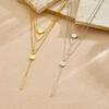 316L Stainless Steel Geometric Long Pendant Three-Layer Pendant Necklace For Women Fashion New Neck Chain Jewelry Party Gift