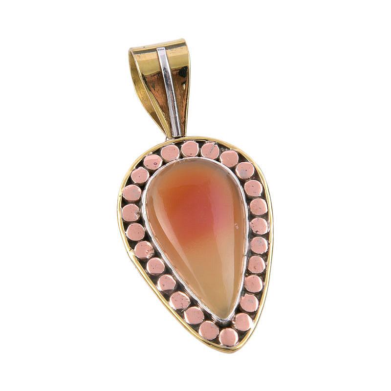 Natural Botswana Agate 925 Solid Sterling Silver Gift TwoTone Pendant 1.50" W3n22