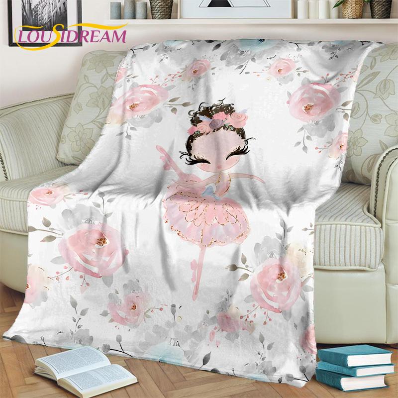 Snová baletka, balerína, víla, labuť, jednorožec, kreslená deka, měkká přehozová deka pro domov, ložnici, postel, pohovku, piknik, cestování, pro děti