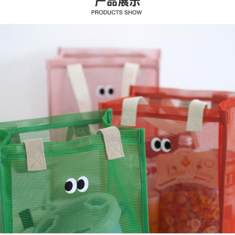 5pcs Cartoon Mesh Gift Bags Portable Beach Swimming Tote Large Capacity Handheld Storage Pouch For Birthday Party Favors Use