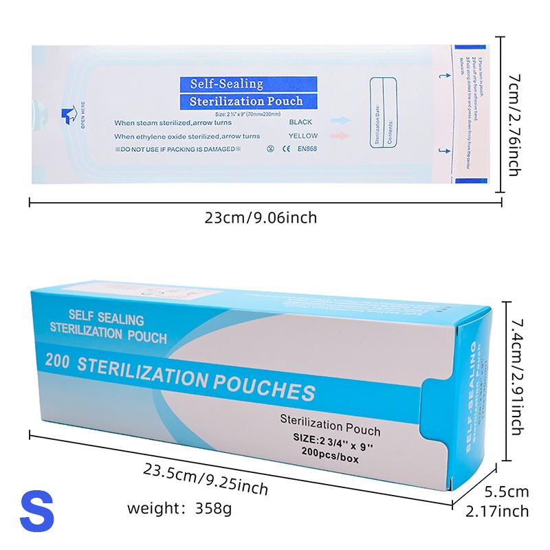 

200 шт./коробка Самозаклеивающийся стерилизационный пакет для парикмахерских инструментов Клейкие полоски Одноразовый пакет для хранения стоматологических/тату-инструментов S