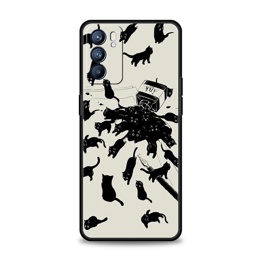 

Чехол для телефона Cover For Oppo A17 A31 A54 A57 A78 A79 Find X5 X6 Reno 7 8 10 11 12 13 F Pro 5G Мягкий ТПУ корпус Мультяшный Кот Fundas Сумка Reno12