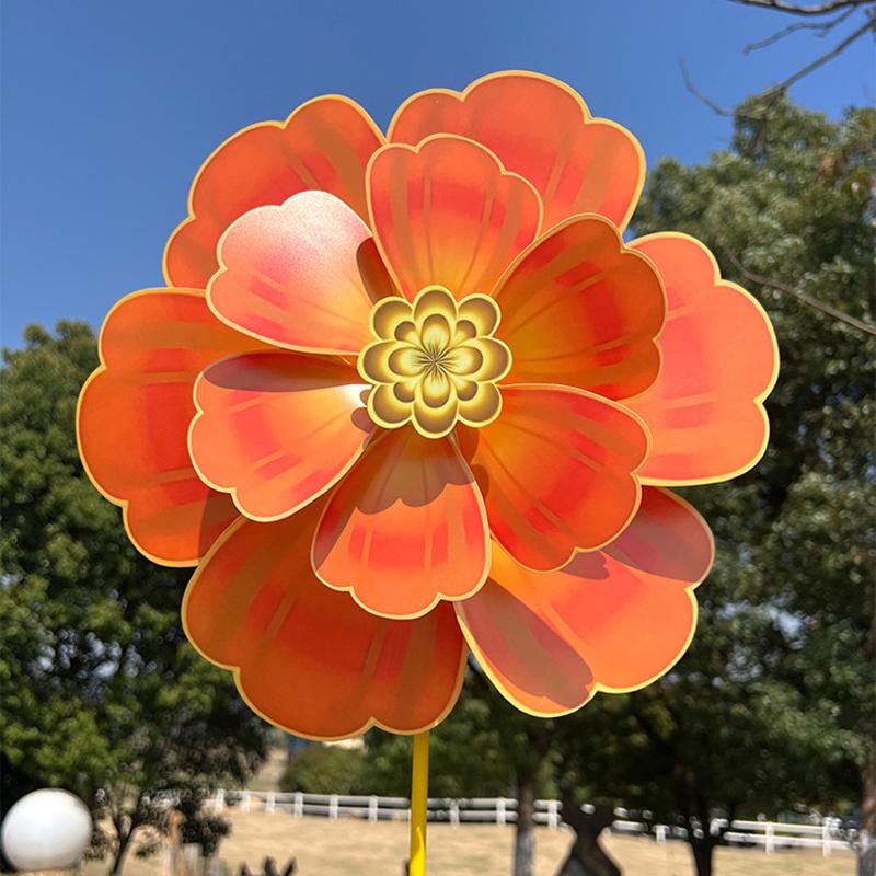 

1 шт. Колышек стоящий газонный вращающийся цветок вертушка двухслойный цветок ветряная мельница садовое украшение реквизит для фото