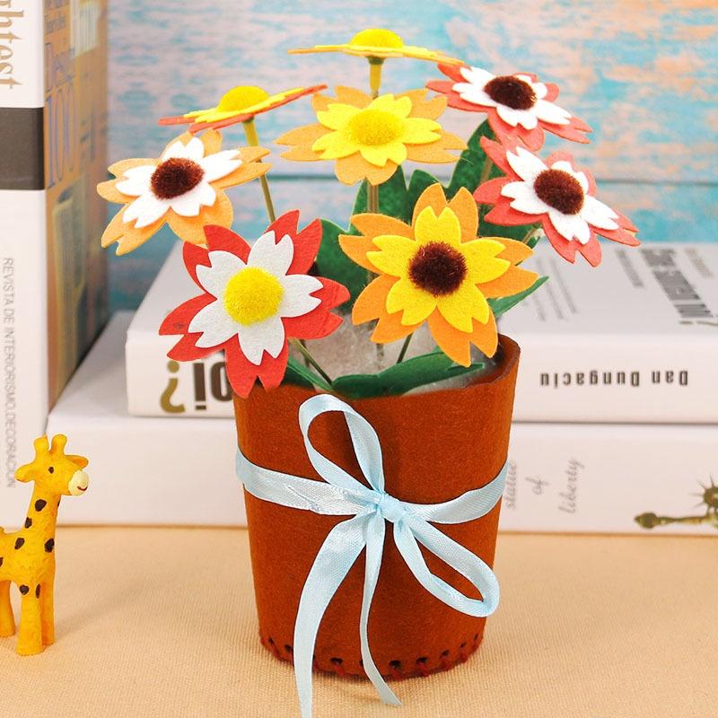 Prezent na Dzień Matki Ręcznie Robiony Bukiet w Doniczce Słonecznik Goździk Sztuka Rzemiosło Kreatywność Zabawka Przedszkolna Mini Symulacja Doniczka DIY Zabawki dla Dzieci
