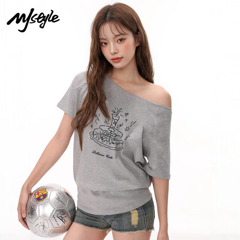 MJ Style Women s Off-Shoulder Short Sleeve T-Shirt L