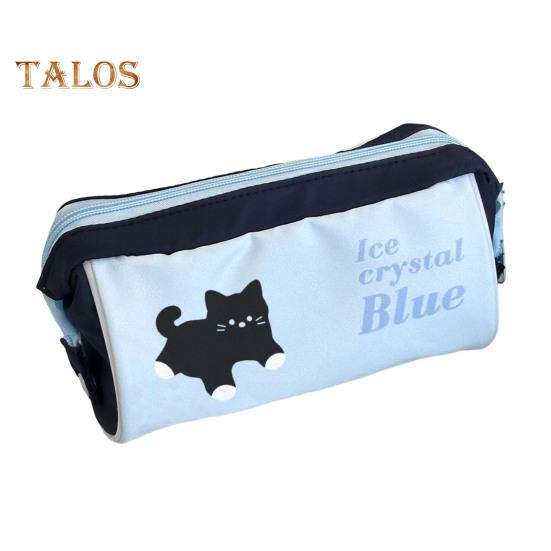 Velkokapacitní plátěná penálka Zavírání na zip Kreslený potisk zvířat Přenosná taška na pera Cestovní organizér na psací potřeby Kosmetická taštička