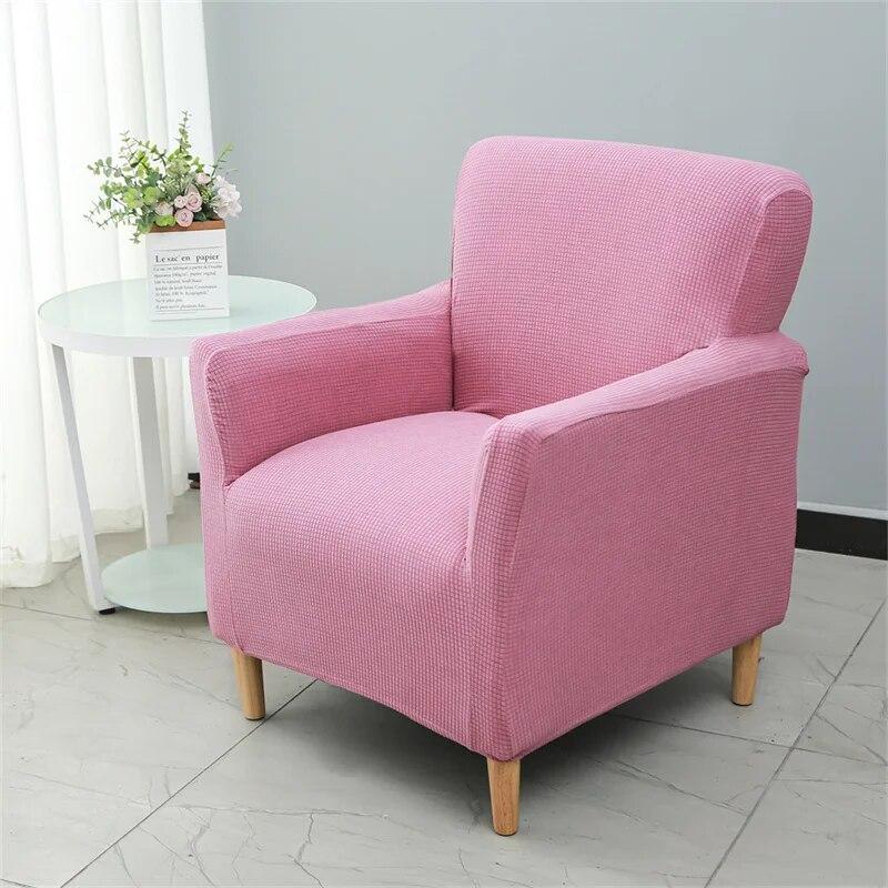 Solid Color Tub Club Armchair Cover Stretch Sloping Arm Back Slipcover Soft Single Small Chair Seater Sofa Covers For Home Club