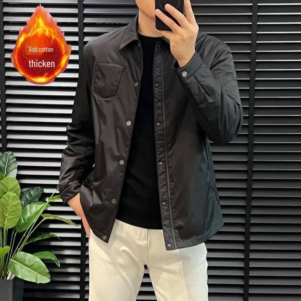 

Men s Luxury Winter Cotton Jacket - Trendy, Versatile, Casual with Lapel Design (1961) XL (60-70kg) чорний