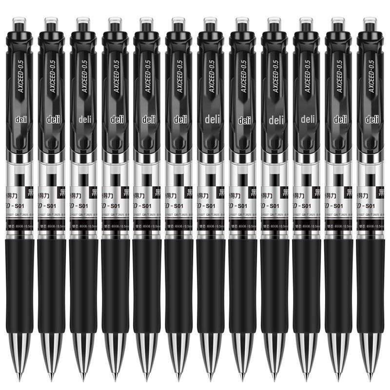 Deli S01 0.5mm Black Ret retractable Gel Pens (120-Count) 120-Count