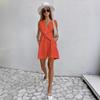 Women's Loose Fit Two Piece Co-ord Set Sleeveless Linen Vest High Waist Bermuda Shorts Suit