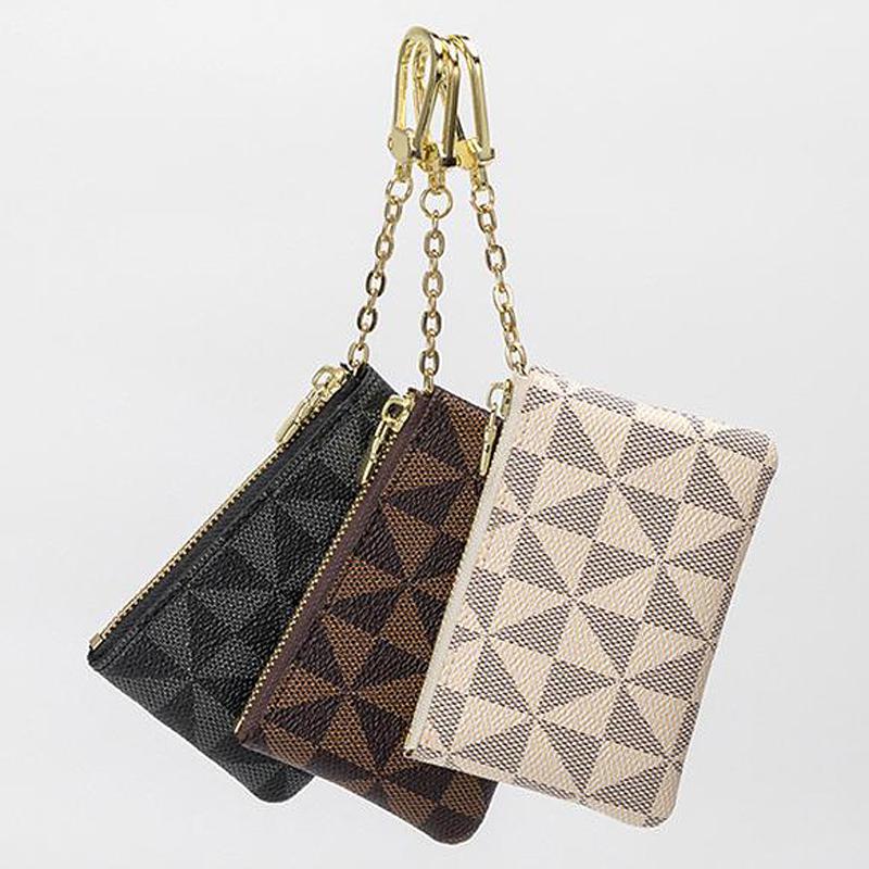 Fashion Brand Coin Purse With Key Chain Women PU Leather Mini Wallet Portable Billfold Lipstick Keys Bank Cards Storage Bag