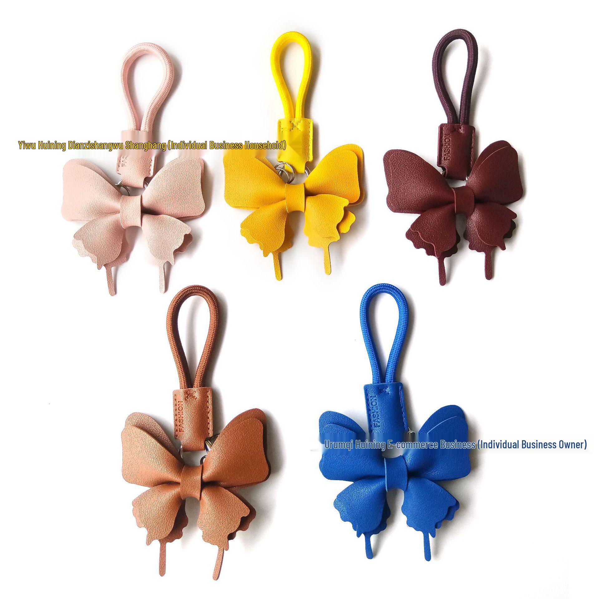 

Colorful Leather Butterfly Pendant Charm with Cotton Rope for Bags Blue