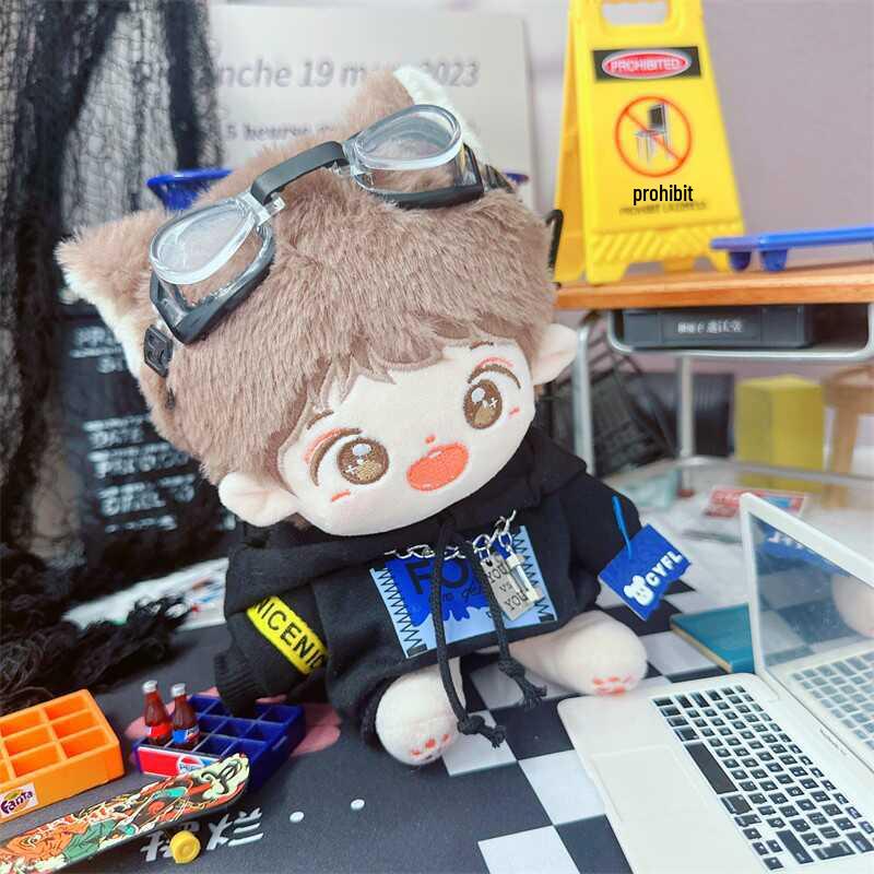 Lässiges Jungenpuppen-Outfit: Baumwollpullover & Brille für 10cm-20cm Puppen