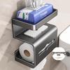 Waterproof Adhesive Toilet Paper Holder with Storage Shelf