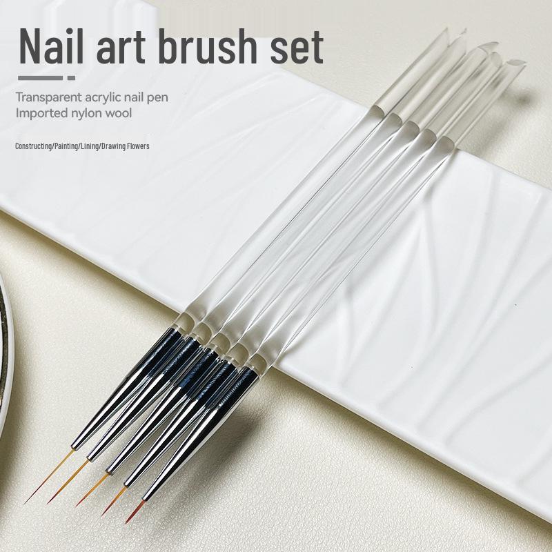 Five-Piece Nail Art Striping Brush Set for Line & Flower Painting