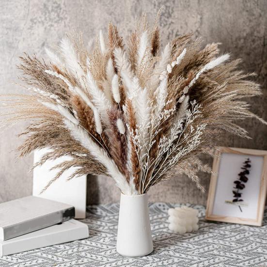 1 Bund trockenes Schilfgras, kein Gießen, nicht verwelkt, pflegeleicht, natürlicher getrockneter Pflanzenstrauß, DIY, Hochzeit, Boho-Blume, Heimdekoration