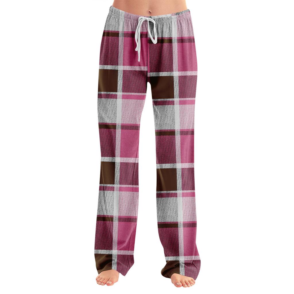 Adult Fashionable Loose Plaid Print Casual Pants/pajamas