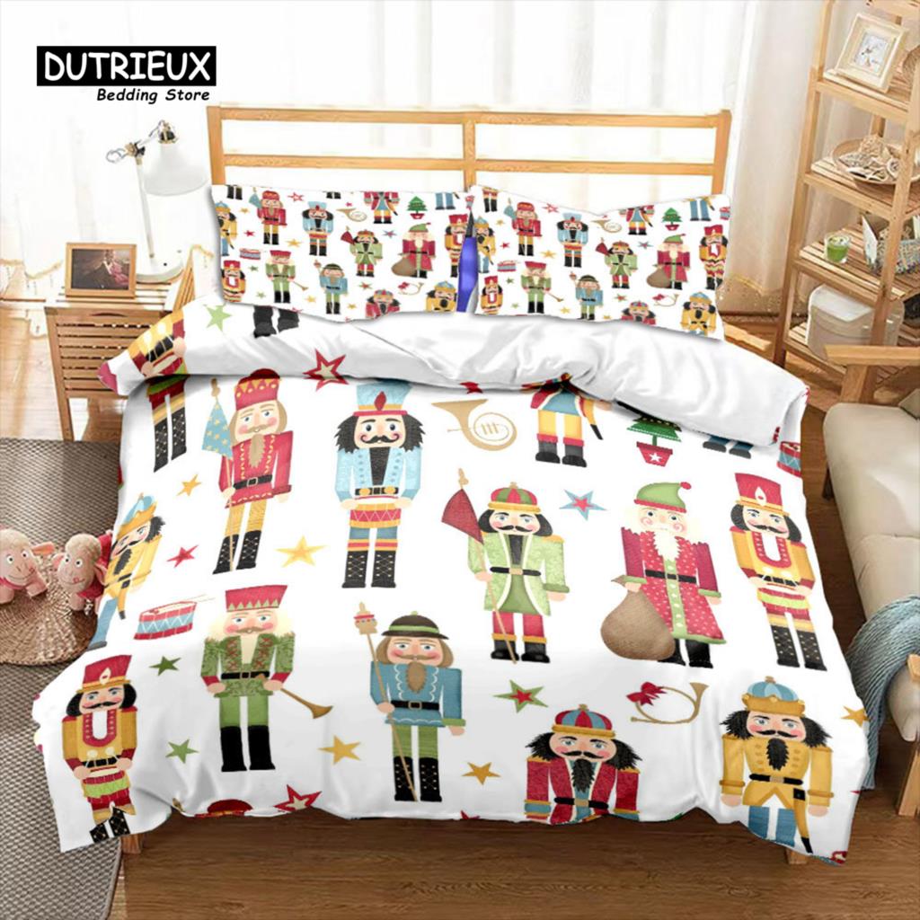 Comforter Nutcracker Christmas Bedding Set Cartoon Royal Guarder Comforter New Year Festival King Size