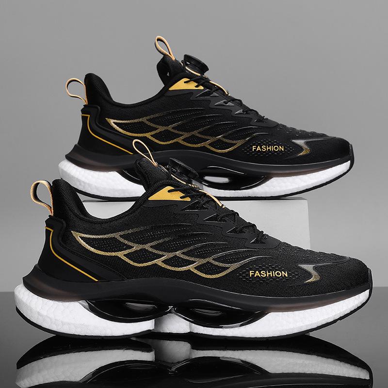 2024 Men's Summer Rotating Button Running Sneakers with Breathable Thick-Soled Popcorn Cushioning