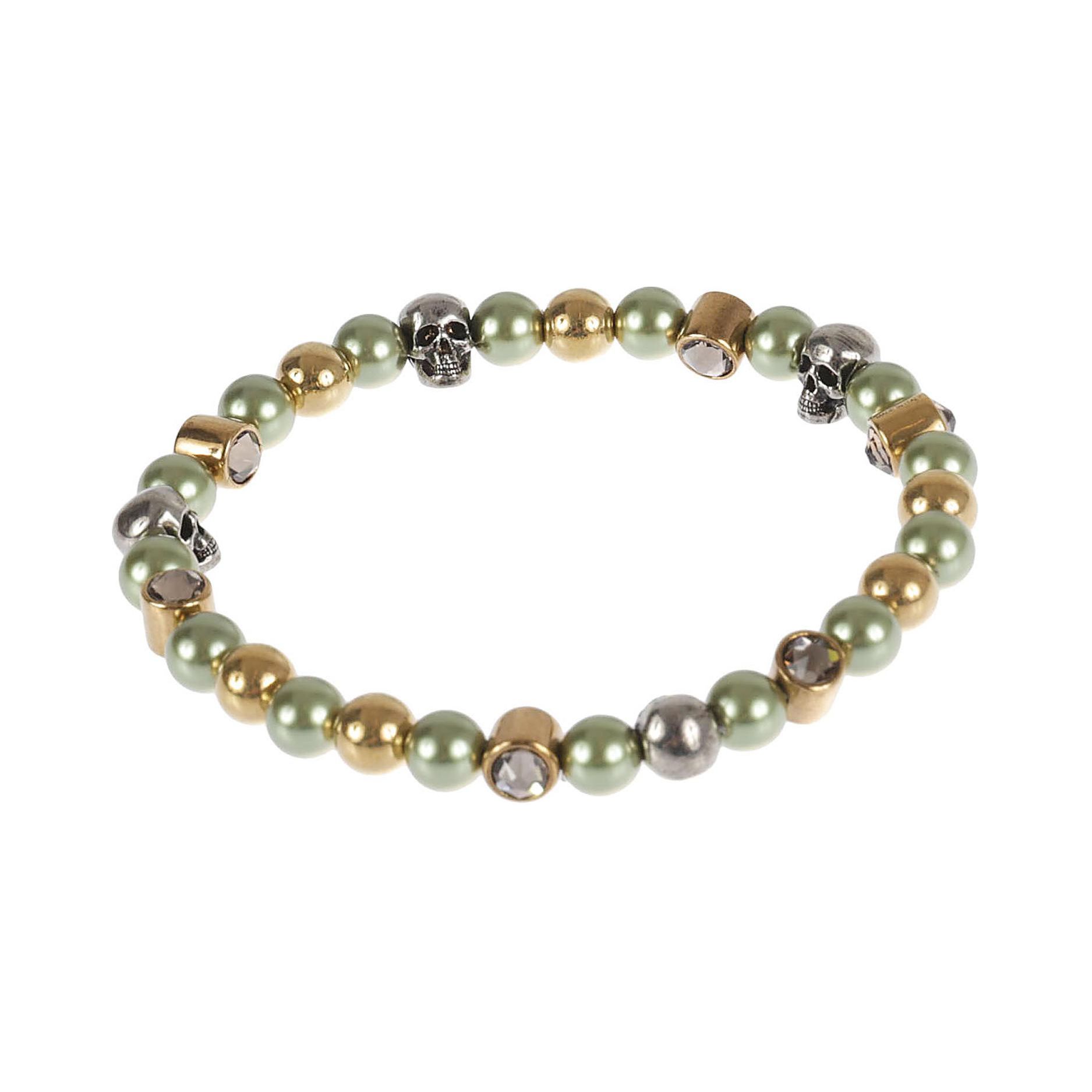 Alexander McQueen Beaded Skull Metal Bracelet Women bracelets Green 734769I170C3800 F,Green