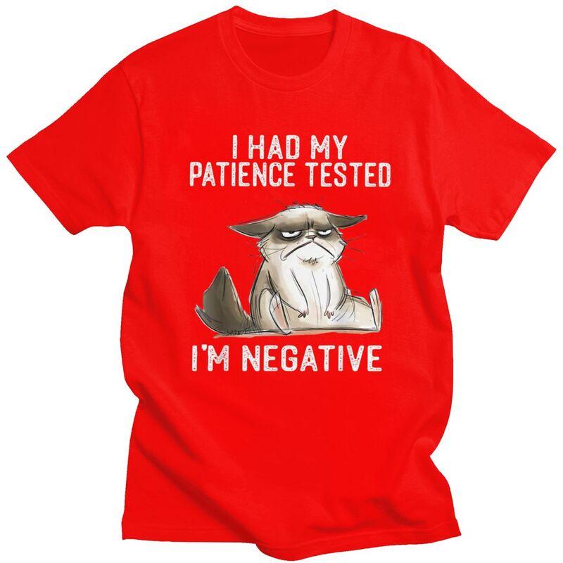 I Had My Patience Tested Im Negative Cat TShirt Pure Cotton Tee Tops Funny Sarcasm Joke Tshirt Casual ShortSleeve Clothing S