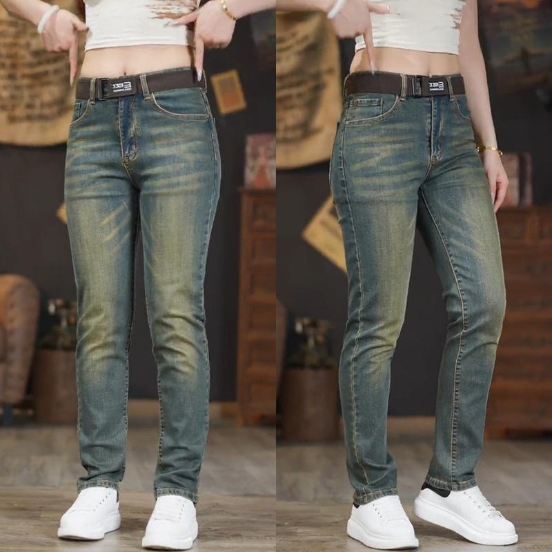 Spring Autumn Brand Stretch Men Jeans Retro Slim Denim Trousers Fashion Casual Straight Blue Male Elastic Trousers