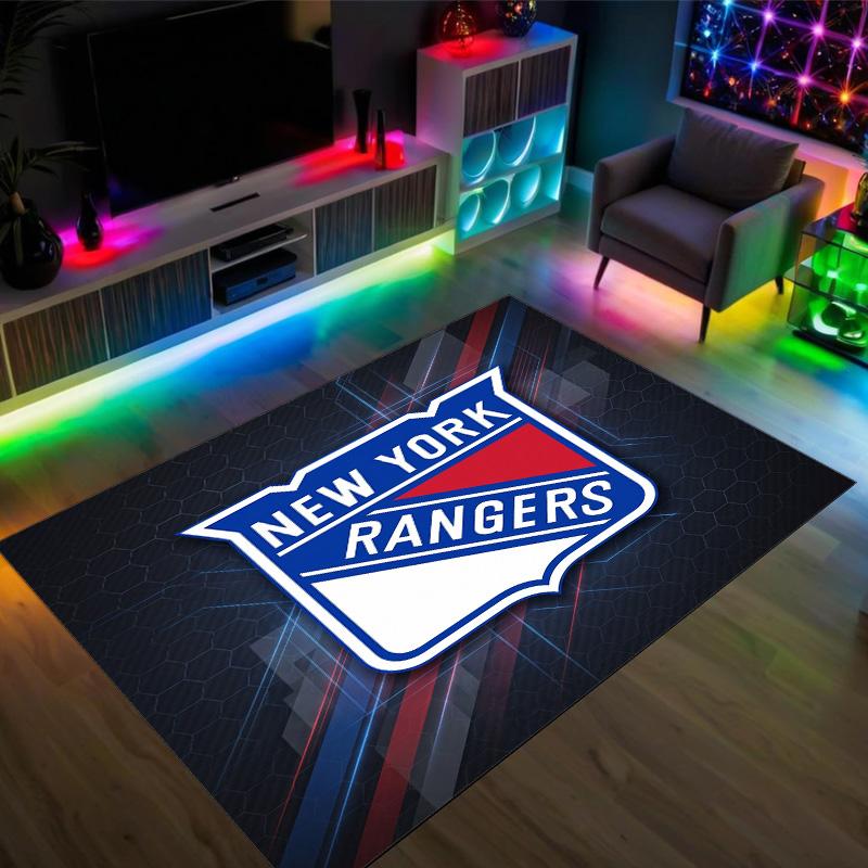New York Rangers Design Crystal Velvet Carpet Cozy Non?Slip Printed Rug For Bedroom Living Room Entrance