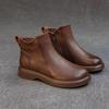 Damen Retro Martin Niedriger Absatz Chelsea Stiefeletten - 2025 Herbst/Winter Koreanischer Stil Klobige Lederschuhe.
