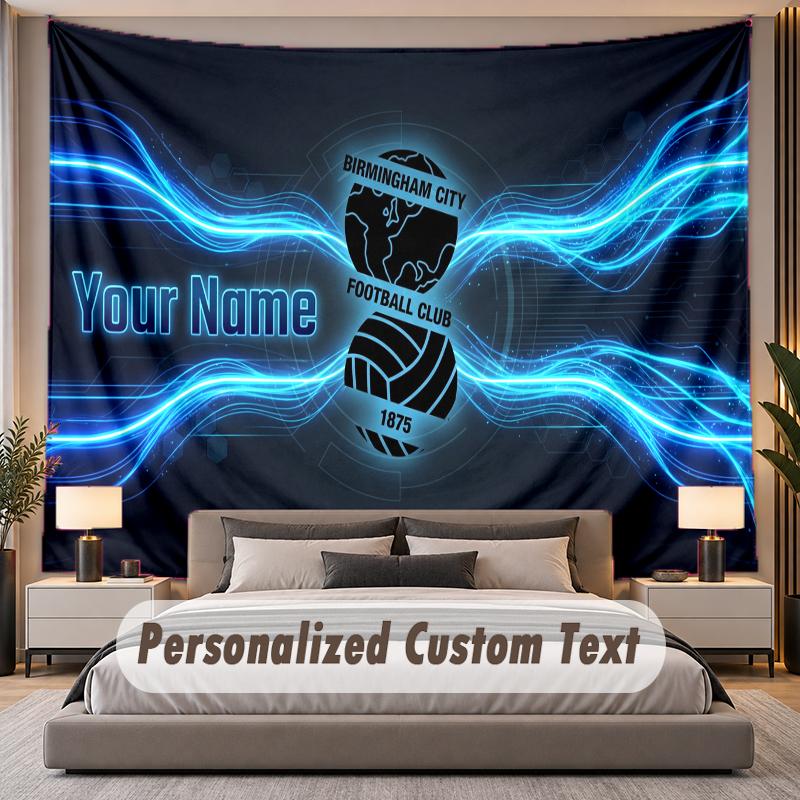 Custom Name Text Tapestry BIRMINGHAM CITY Personalized Polyester Wall Tapestry For Bedroom And Room