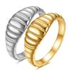 18K Gold Stainless Steel Ring with Bread Stripes Pattern – Versatile and Trendy