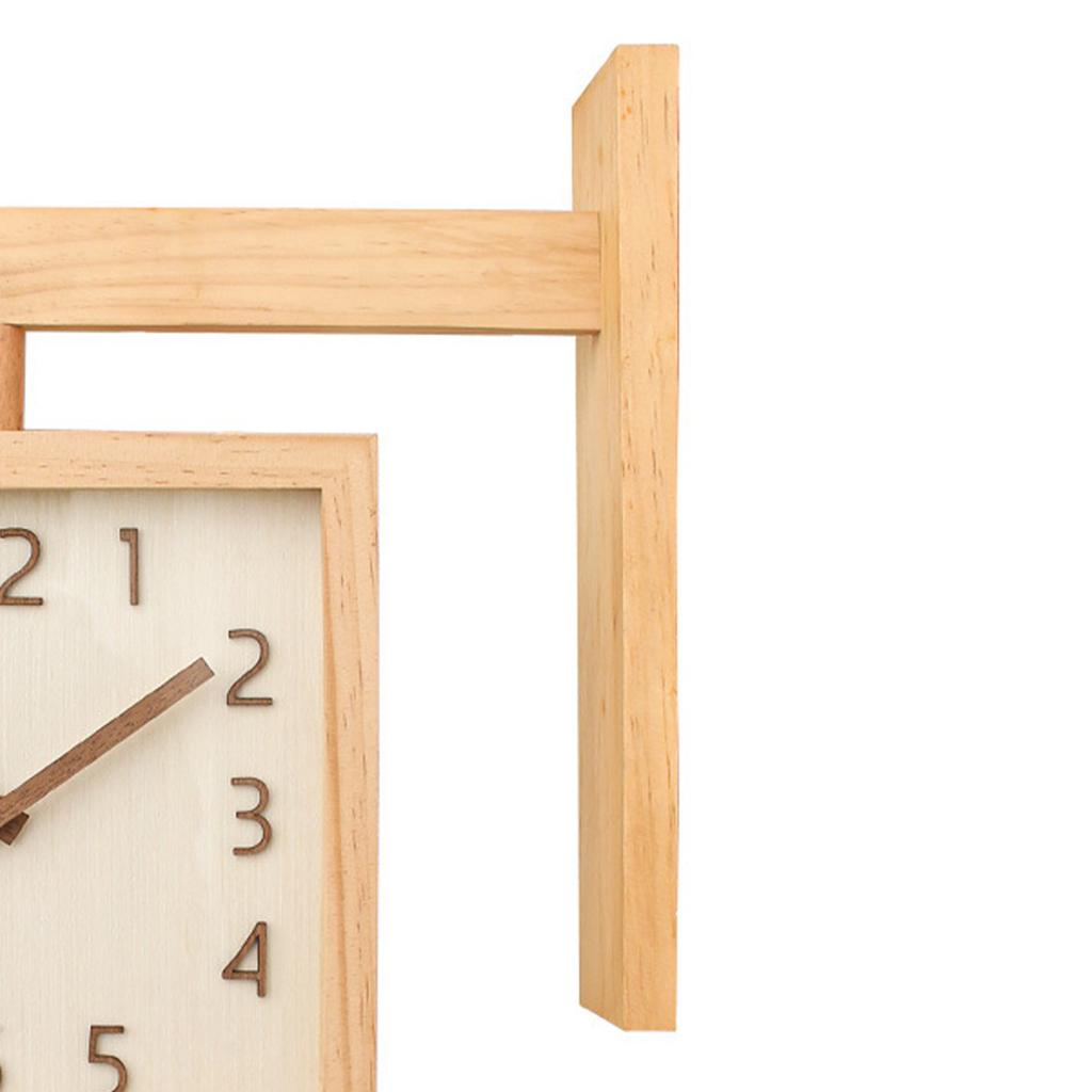 Wall Clock Simple Silent   Double Sided Clock Wooden Decorative Corner Clock for Living Room Household