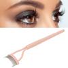 Eyelash Comb Arc Stainless Steel Teeth Eyelash Separator Mascara Applicator Tool with Comb Cover Pink Straight Handle