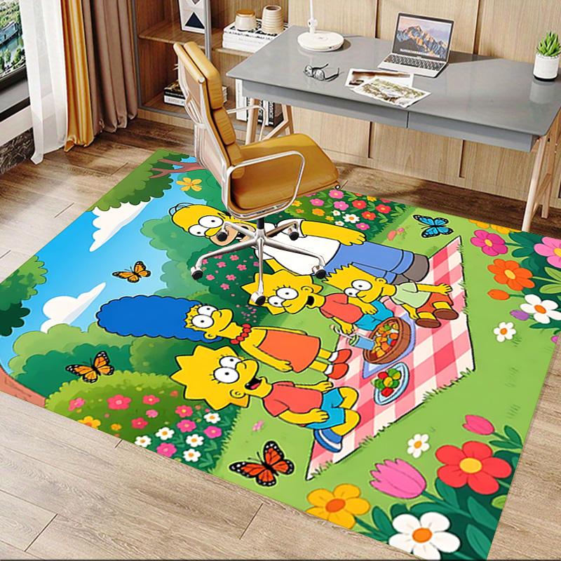 1pc Springtime Picnic Fun Carpet for Playroom Bedroom Living Room Sofa Home Decor,kids Game Area Rug Non-slip Floor Mat Y729104