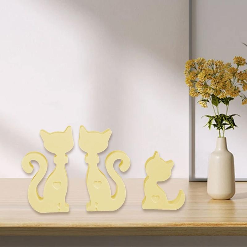 Cats Family Figurine Silicone Molds for Epoxy Resin Making Candle Soap Home Decoration Chocolate Molds Fondant Molds