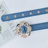 Metal Buckle Denim Waist Belt Hollow Flower Design Fashion Belt Decorative Waist Strap  For Women