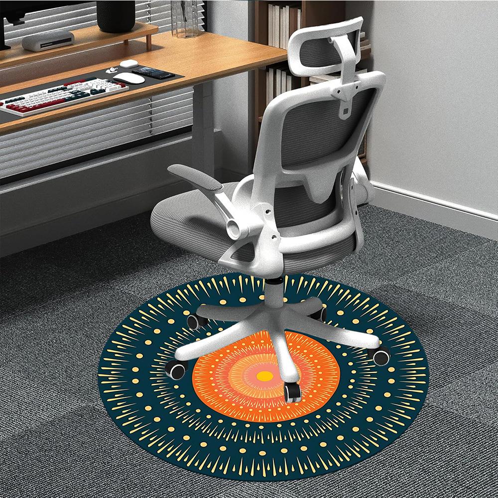 

1PC Circular Design Chair Carpet for Office, Indoor Non-Slip Washable Carpet, Soft Comfortable Mat For Office Room yy250930300 80cm by 80cm