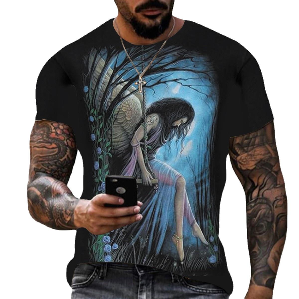 

Летняя мужская футболка 3D волчий принт свободные топы с коротким рукавом с круглым вырезом для мужчин