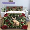Cats and Dogs with Roses  Pattern Bedding Quilt Set  Home Decoration  Gift (1 * duvet cover + 2 * pillowcase, without core)