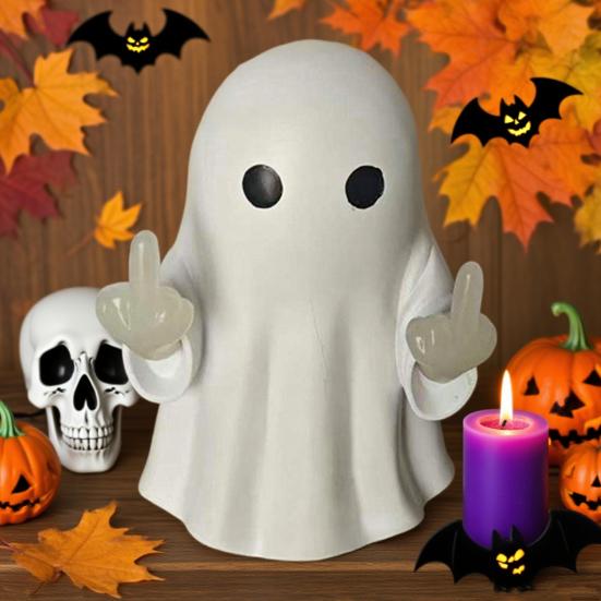 Ghost Middle Finger Led Lamp Lighted Up Finger Ghost Statue Novelty Night Light Decoration for Mantel Tabletop Windowsill Shelf Home Decor