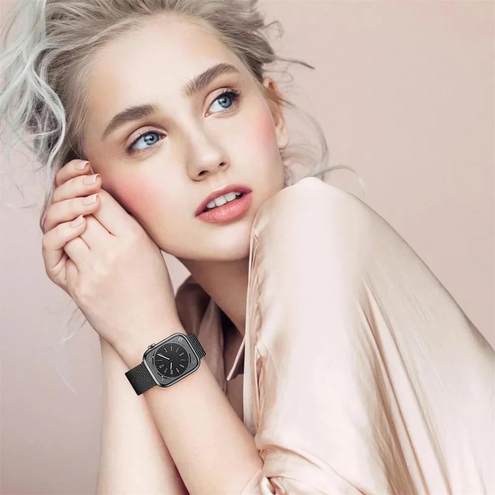 Milanese Loop for apple watch band 44mm 40mm 45mm 41mm 42-38-44 mm strap ultra 2 49mm metal bands iwatch series 9 8 7 6 SE 5 4 3