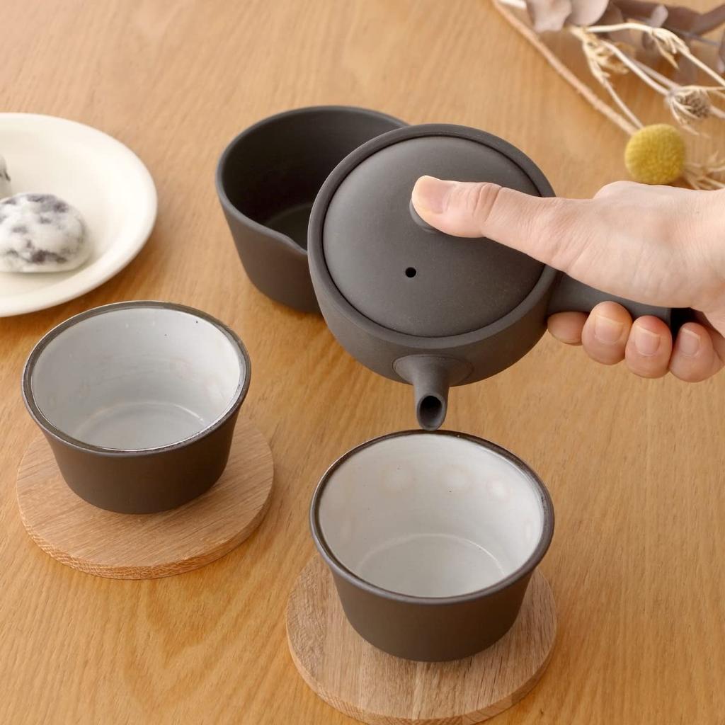 Kamoshika Dougu Shop Tea Time Teapot, Nao 150 Teapot Set, Yusamishi (Water Sinker), and 2 Sencha Bowls, Made In Japan, Banko Ware Pottery, Gift