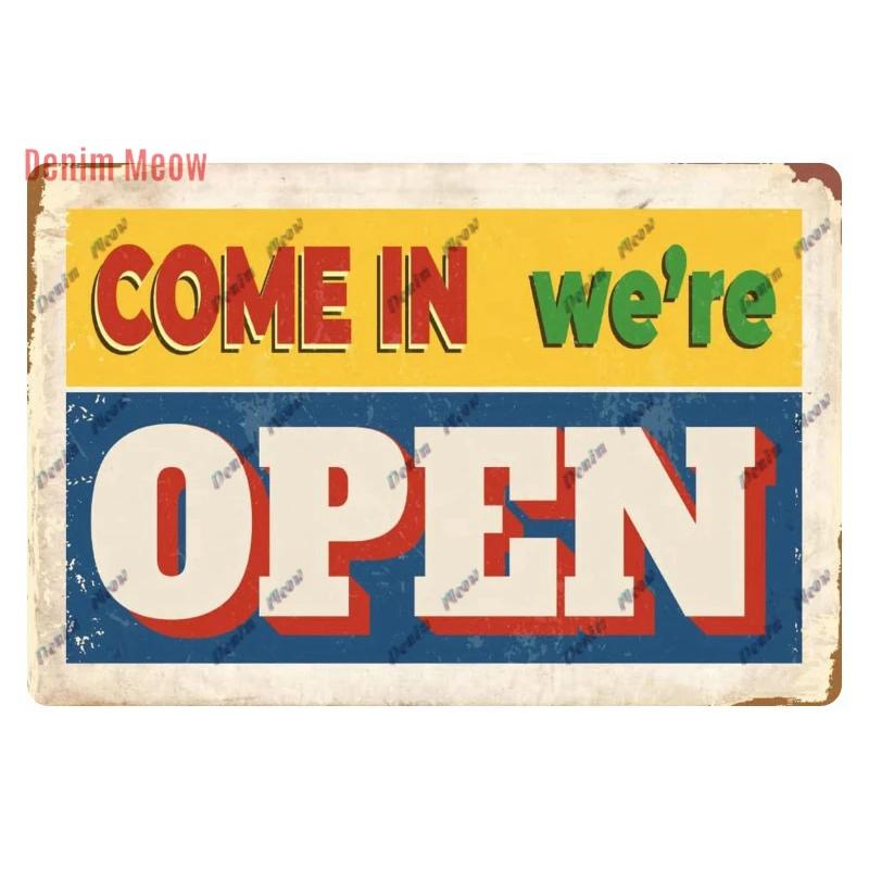 Vintage Open/Closed Wall Sign,retro Bar Open Metal Tin Plaque, Come in, Welcome Wall Decor, for Bar Club,Man Cave Poster, WY279